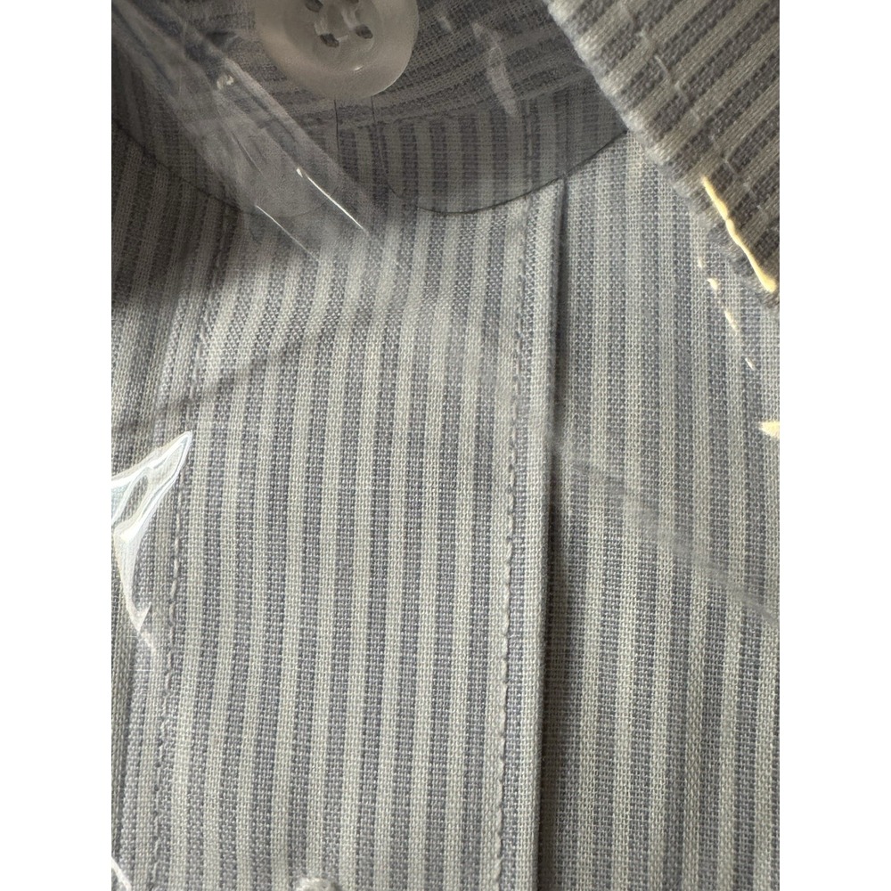 Vintage Ketch Mens Long Sleeve Dress Shirt Blue Grey Stripe Size 15 1/2 32-33 N - Picture 15 of 16